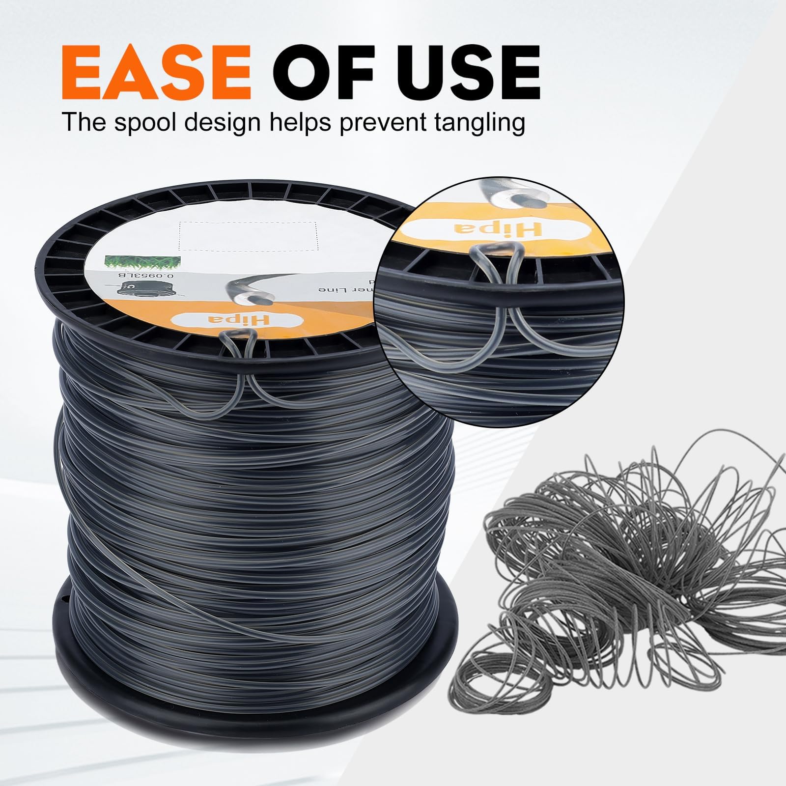 Hipa spool with line cutter for on-the-spot replenishment.