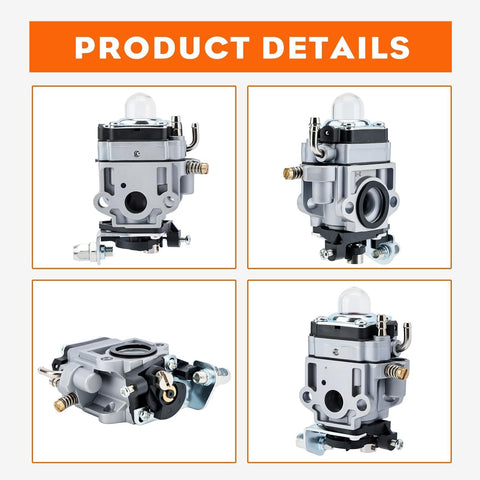 Hipa SRM-260 carburetor assembly features brass and aluminum for durability.