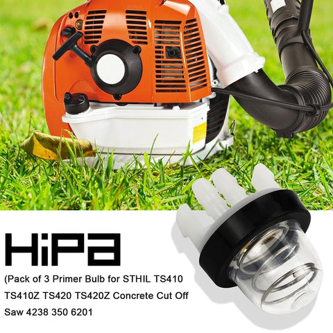 Stihl TS410/TS410Z compatibility primer bulb by Hipa for smooth cold starts.