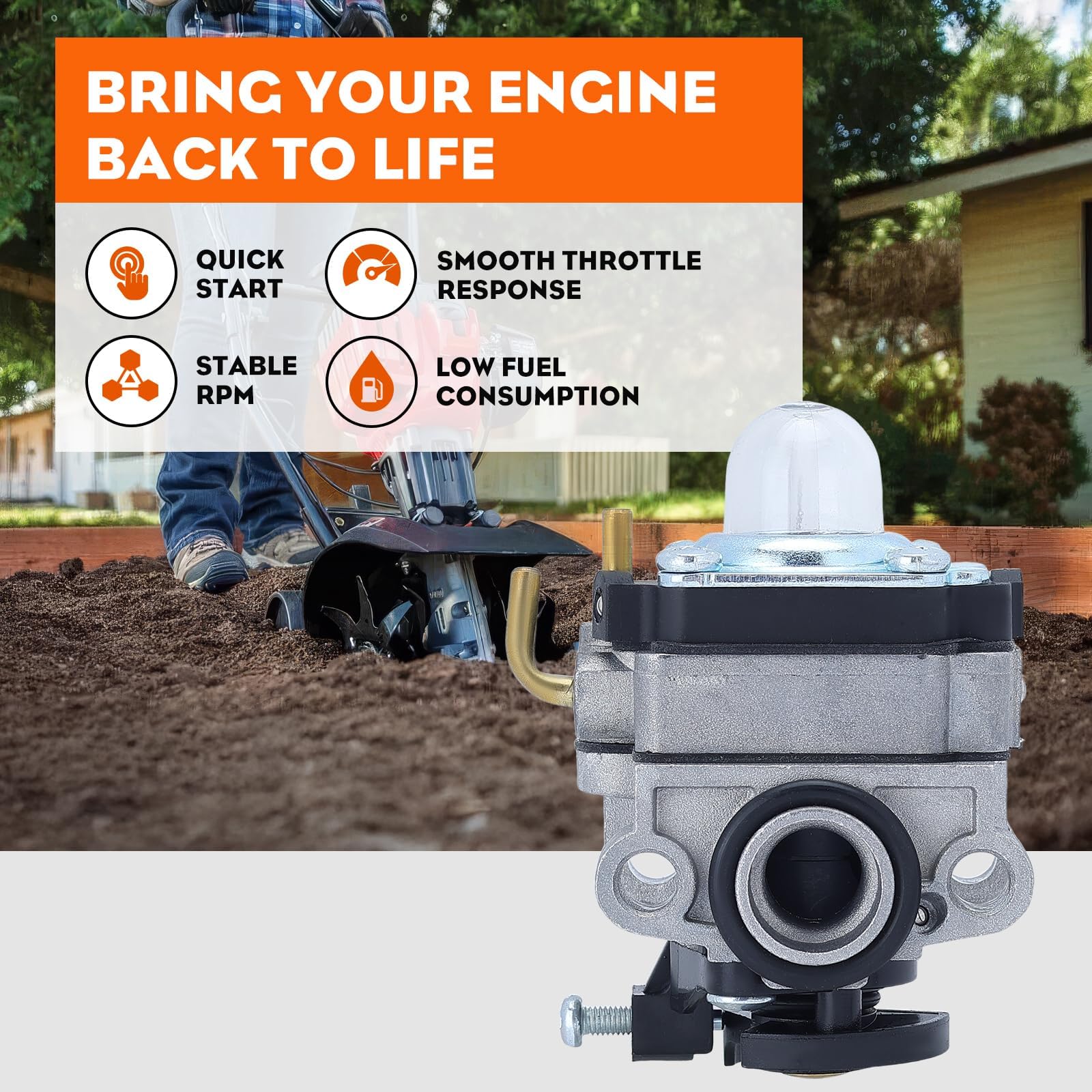 Hipa TB475SS spark plug included for reliable ignition.