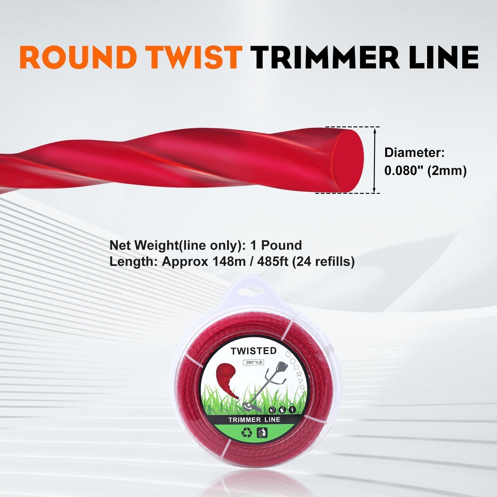 Hipa wear resistant nylon trimmer line designed for durability in tough trimming tasks.