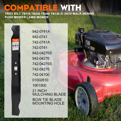 Hipa 942-0741A mulching blades side view showing sharp edge for even cutting
