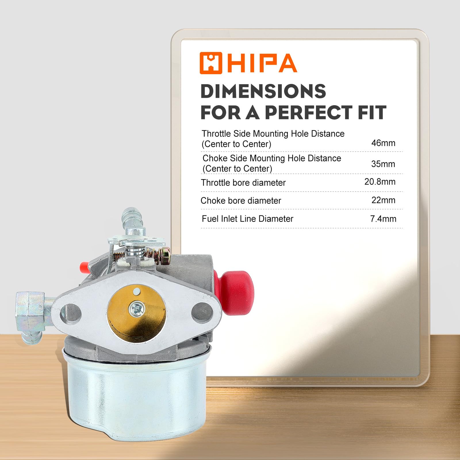 Hipa engine-ready carburetor wet flow test impression for Tecumseh engines.