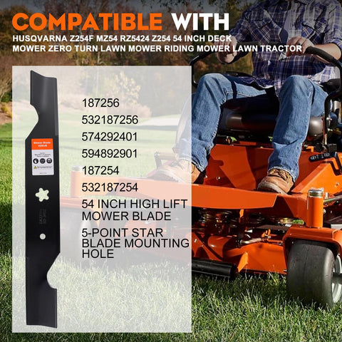 Hipa Z254F-compatible blades for Husqvarna 54-inch decks.