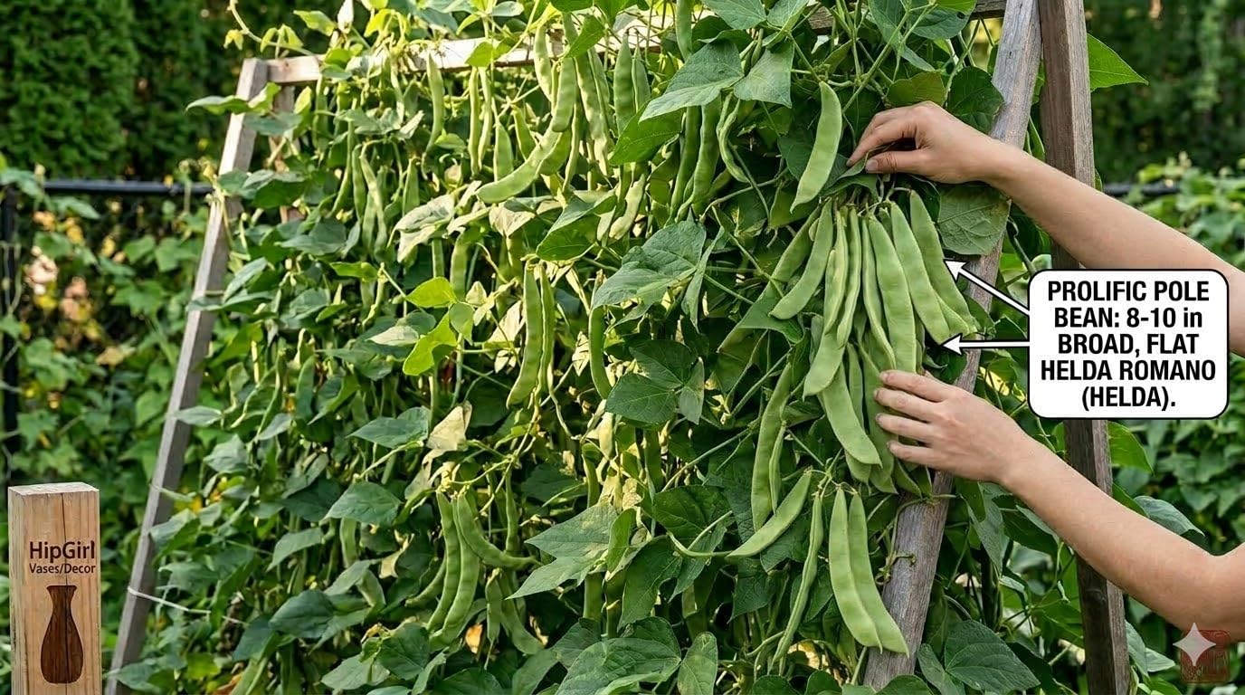 HipGirl Helda beans harvested at 8-10 inches for best texture.