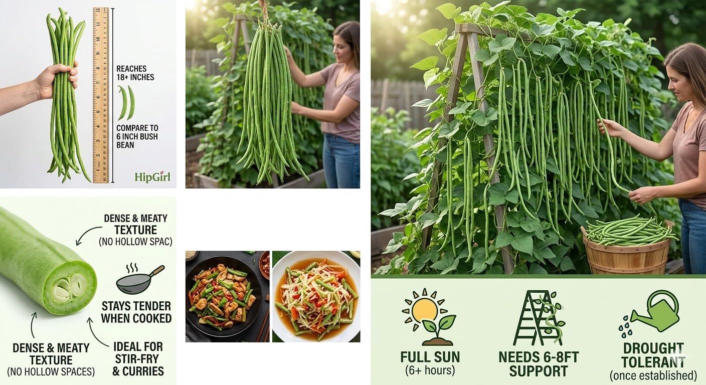 HipGirl yardlong bean seeds pack for easy home gardening