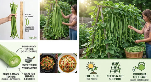 HipGirl yardlong bean seeds pack for easy home gardening