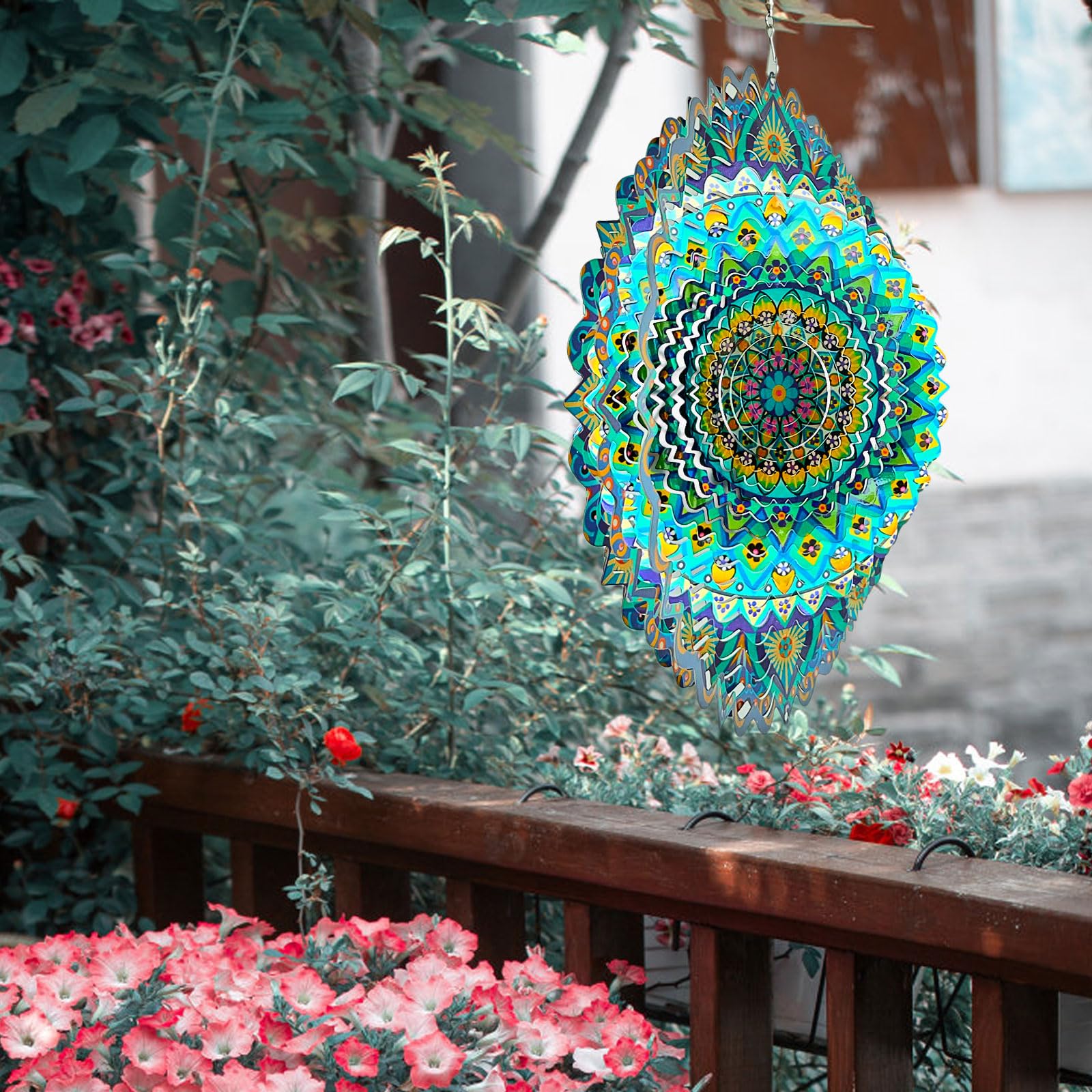 Hippolytusiart wind spinner 3d kinetic sun reflections brighten patio color