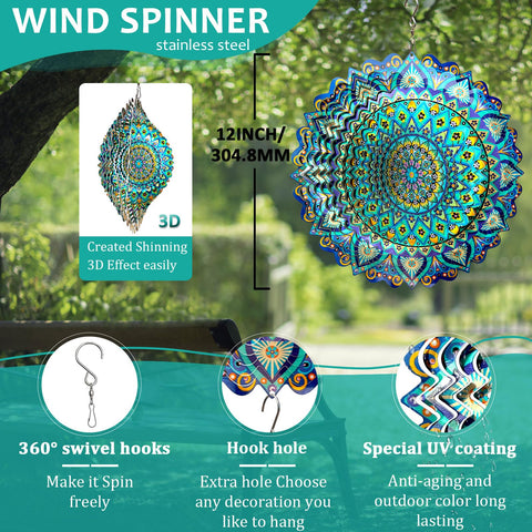 Hippolytusiart wind spinner indoor outdoor decor for walls and gardens