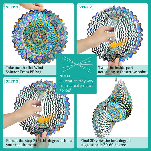 Hippolytusiart wind spinner 12inch size compact yard focal point