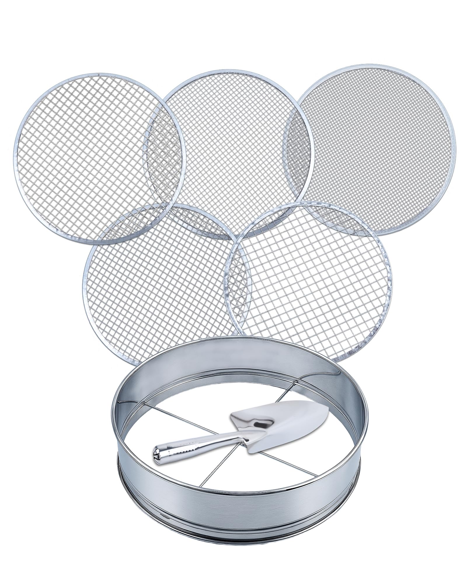 HIPULX 5in1 soil sifter assembly shows a robust stainless frame built to last in any season.