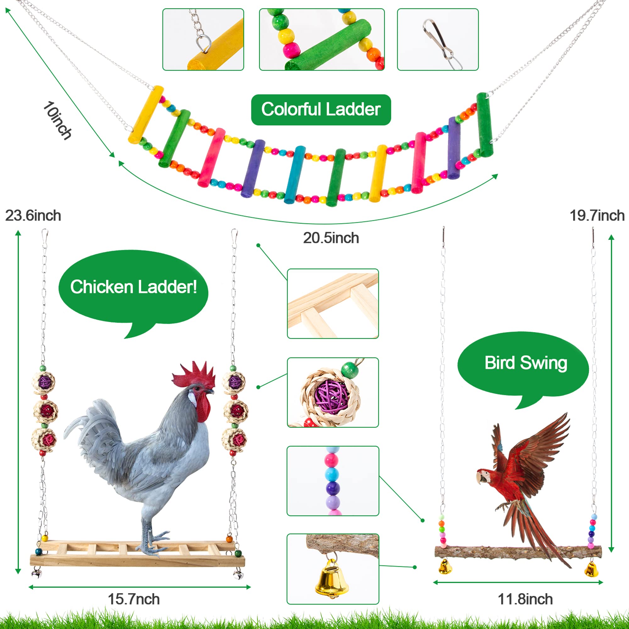 Hipykat chicken ladder bridge aids climbing and exploration in the coop.