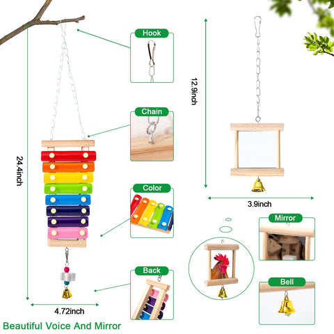 Hipykat chicken mirror with bell offers social stimulation and self-check.