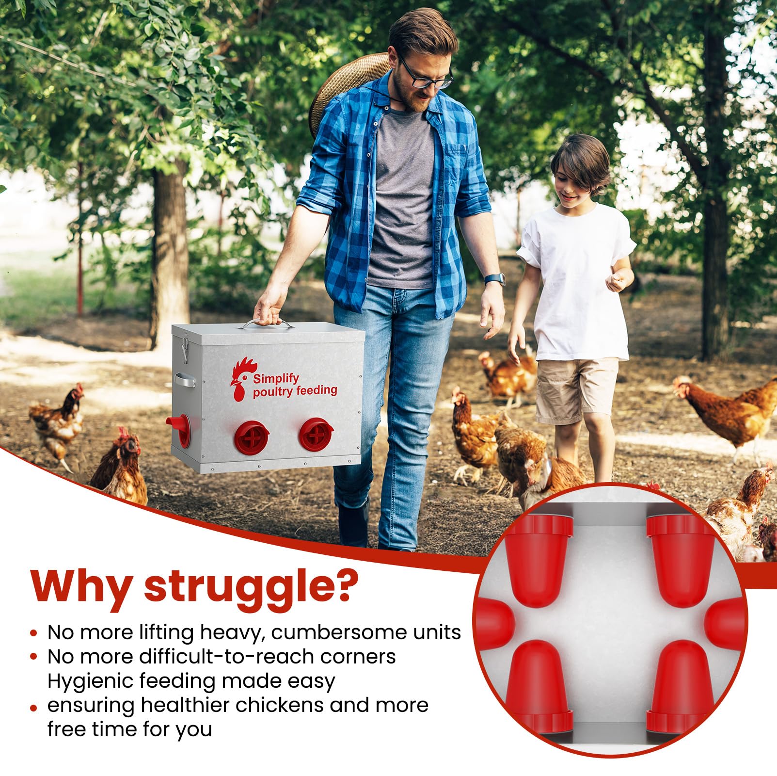 Hiqufet large-capacity poultry feeder supports multiple birds