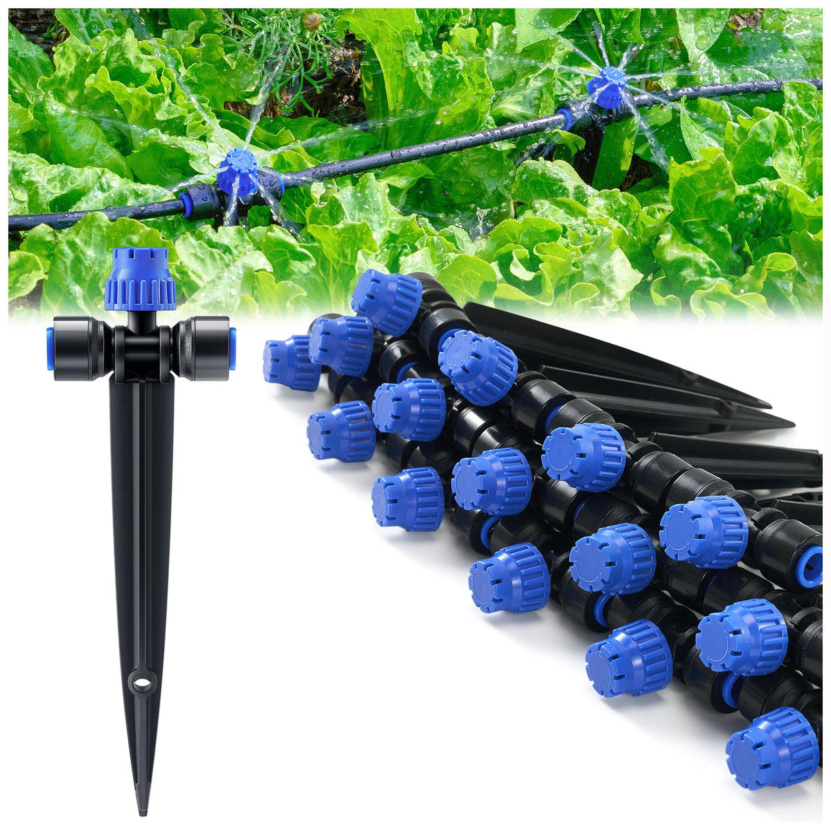 HIRALIY 15-piece quick-connect emitters with effective joints for easy garden irrigation.