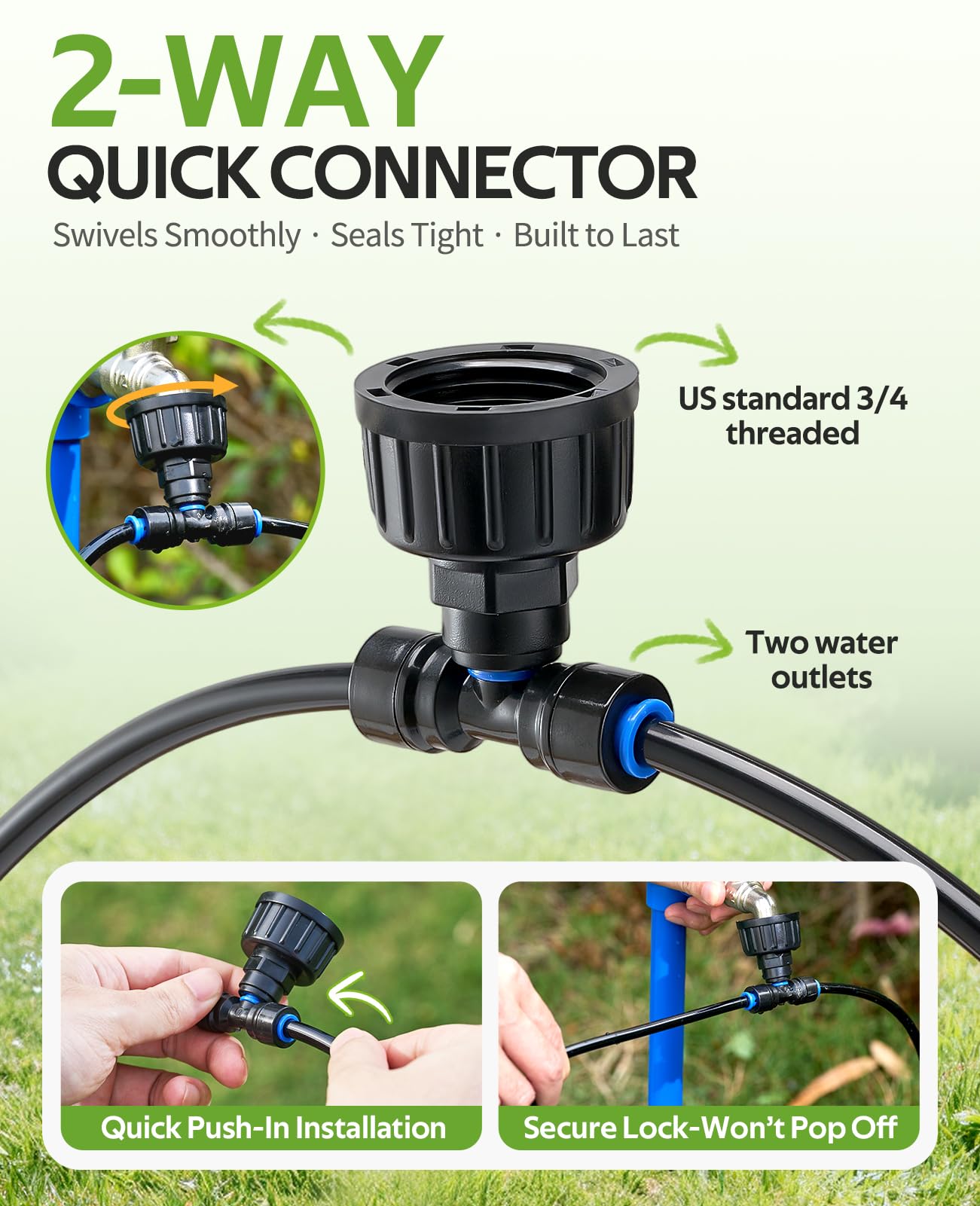 HIRALIY 24 adjustable emitters—uniform water distribution for varied plants.