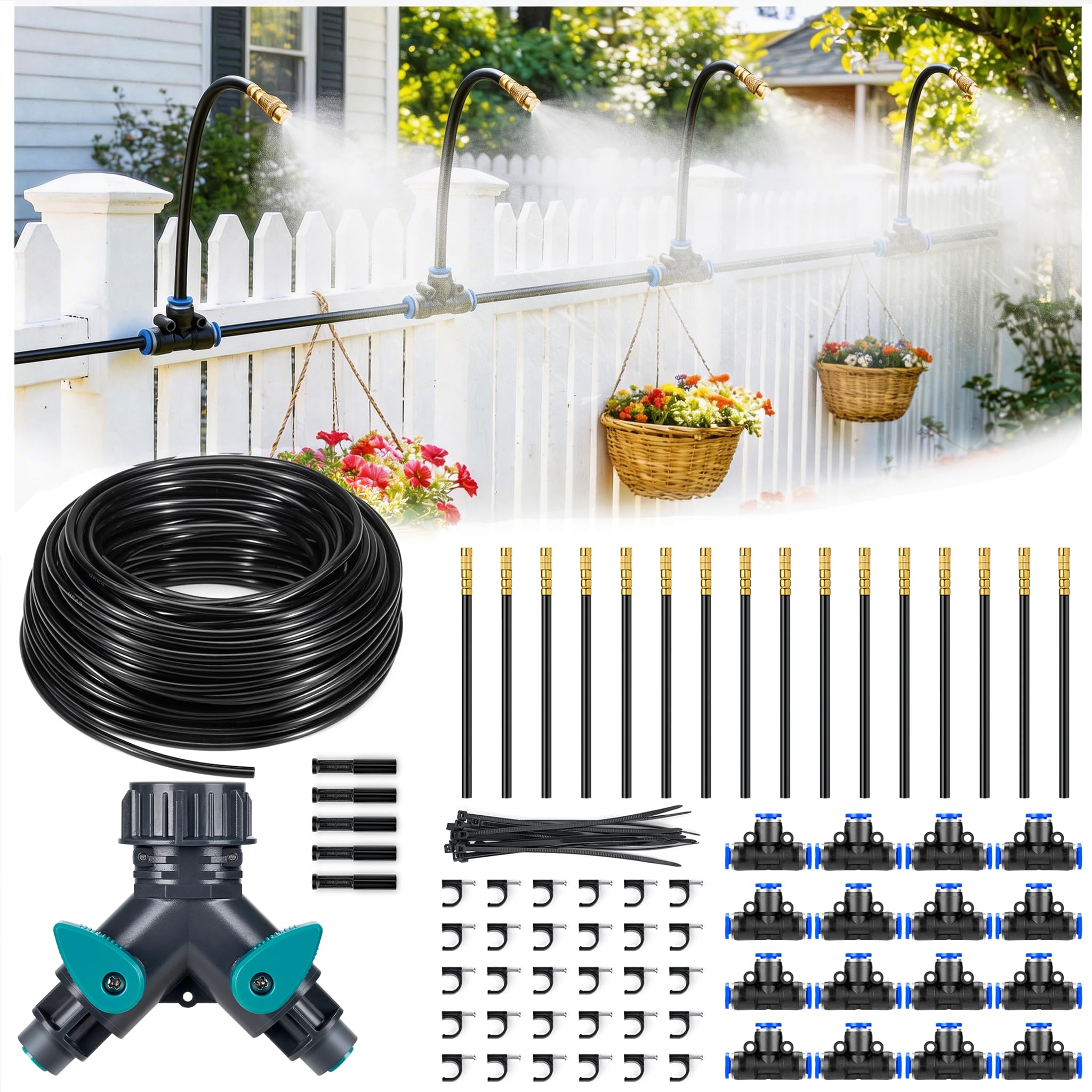 HIRALIY 360-degree brass nozzles for precise garden misting and coverage