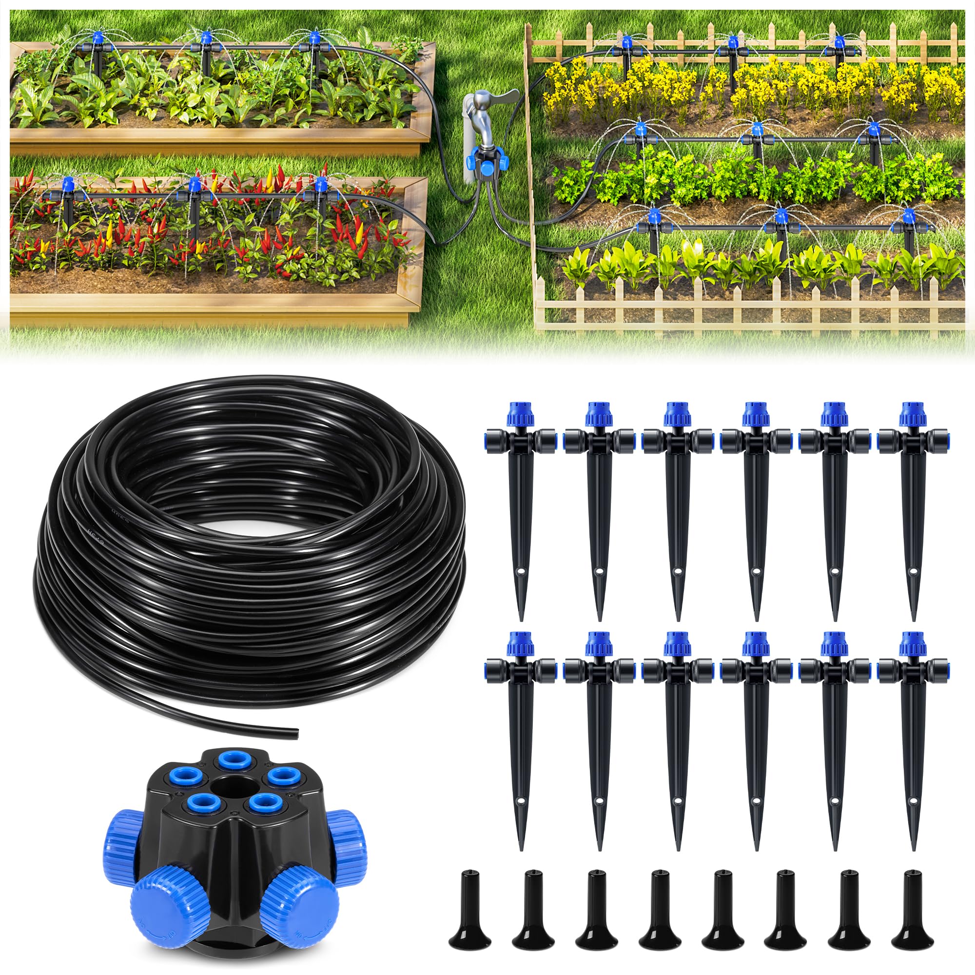 HIRALIY 50ft drip tubing for precise garden watering and simple setup