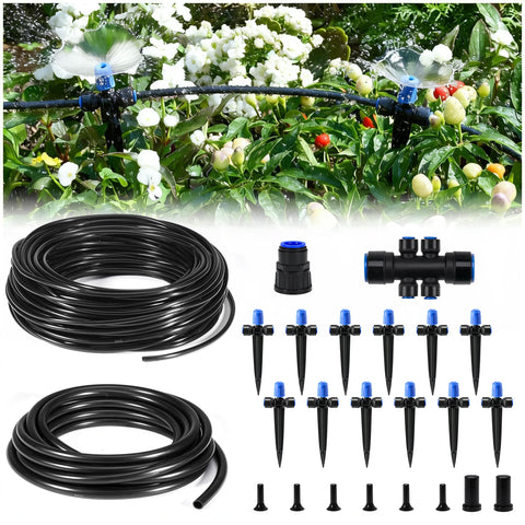 HIRALIY 50ft quick connect system — easy garden irrigation for raised beds.