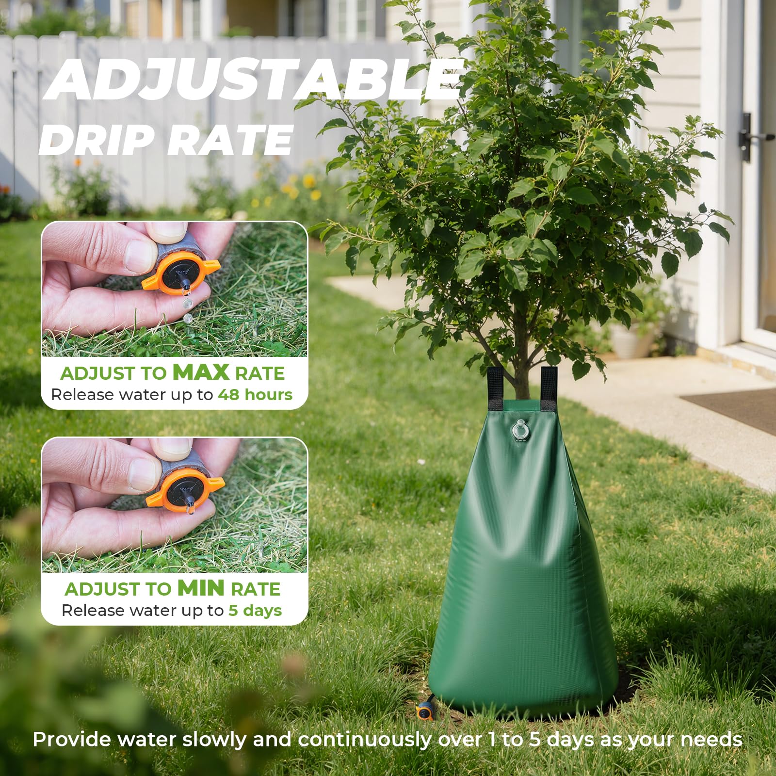 HIRALIY adjustable drip-rate dial enables flexible irrigation timing