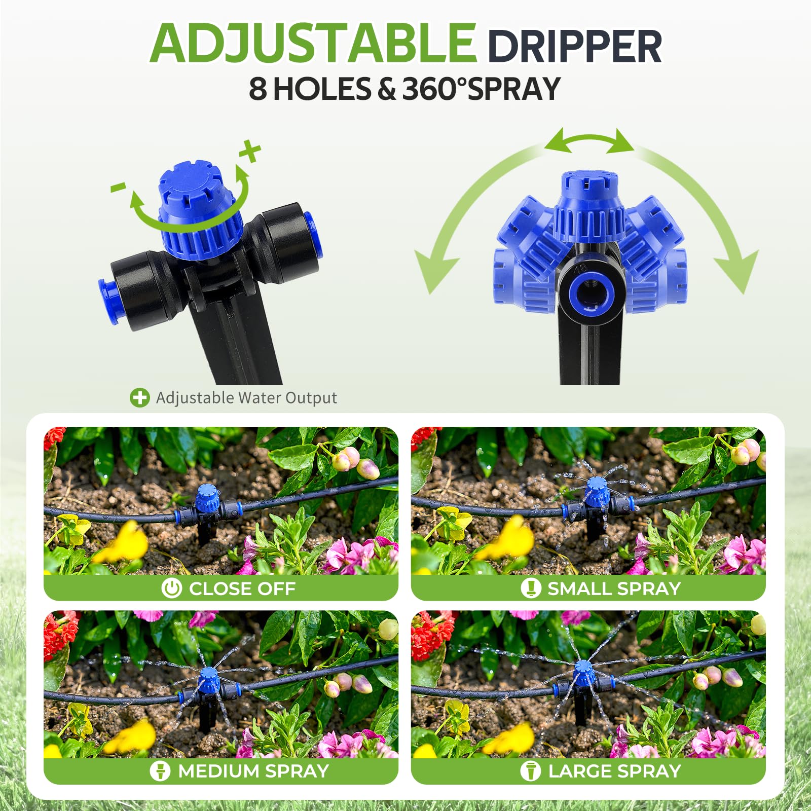 HIRALIY adjustable drippers allow custom water flow per plant