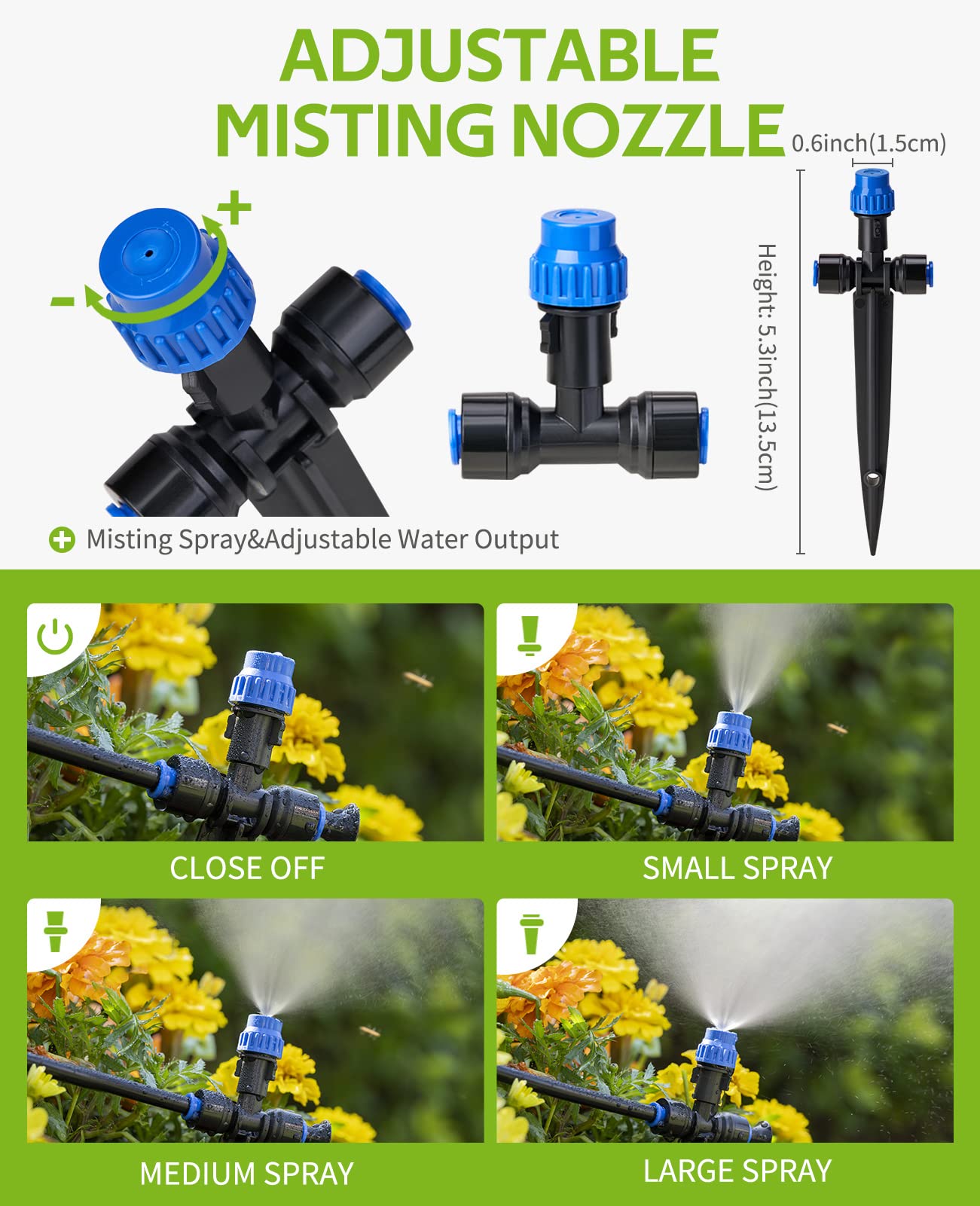 HIRALIY adjustable nozzles deliver customizable mist for different plant needs.