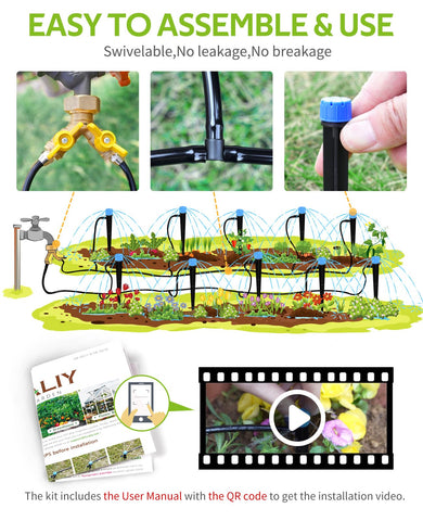HIRALIY irrigation kit suited for lawns, patios, and flower beds.
