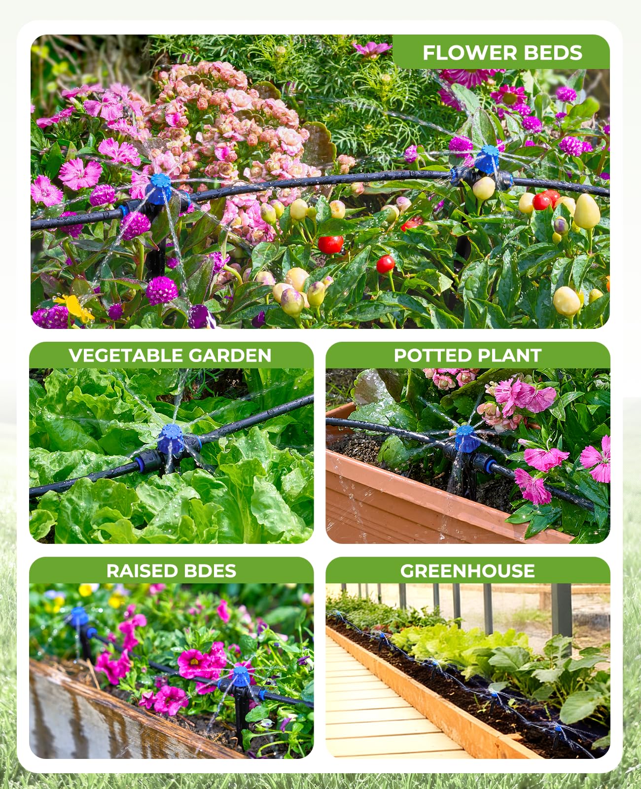 HIRALIY all-in-one irrigation system supports lawn and vegetable beds.