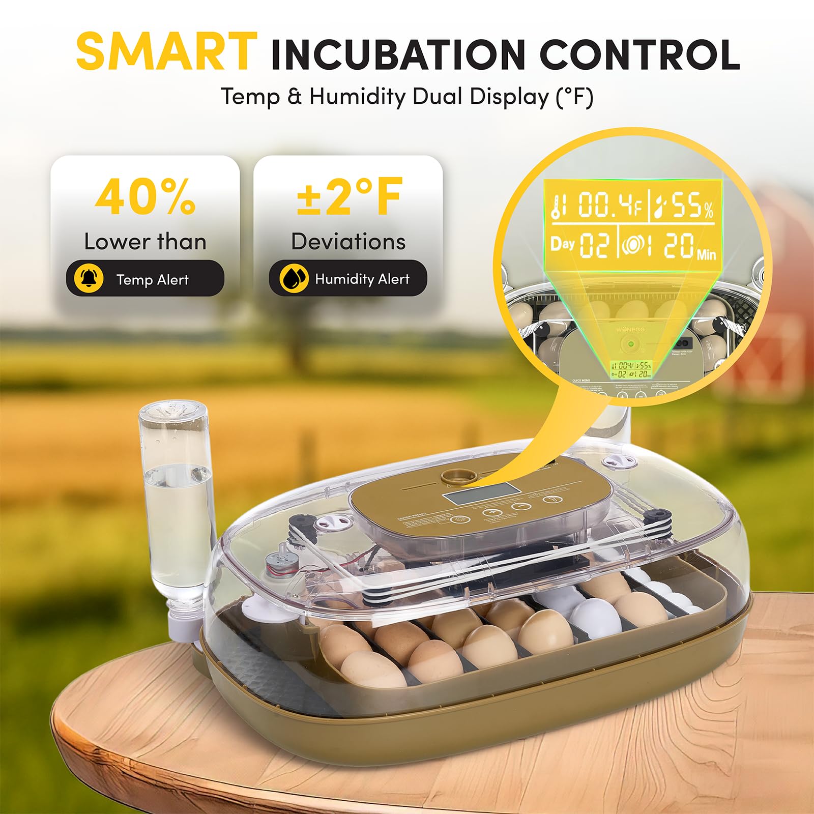 HIRALIY incubator built-in candler enables quick embryo checks