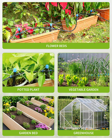HIRALIY outdoor drip hose supports automated, multi-zone irrigation.