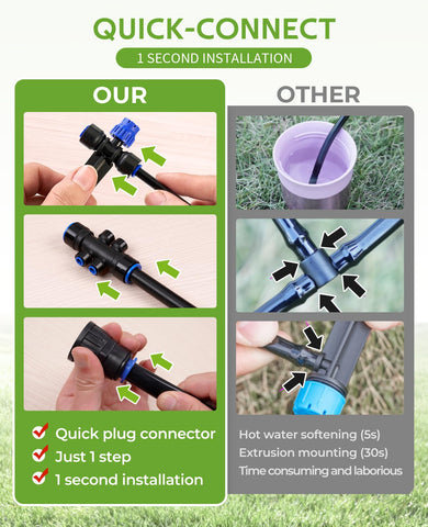 HIRALIY plug-and-play quick connector keeps connections secure.
