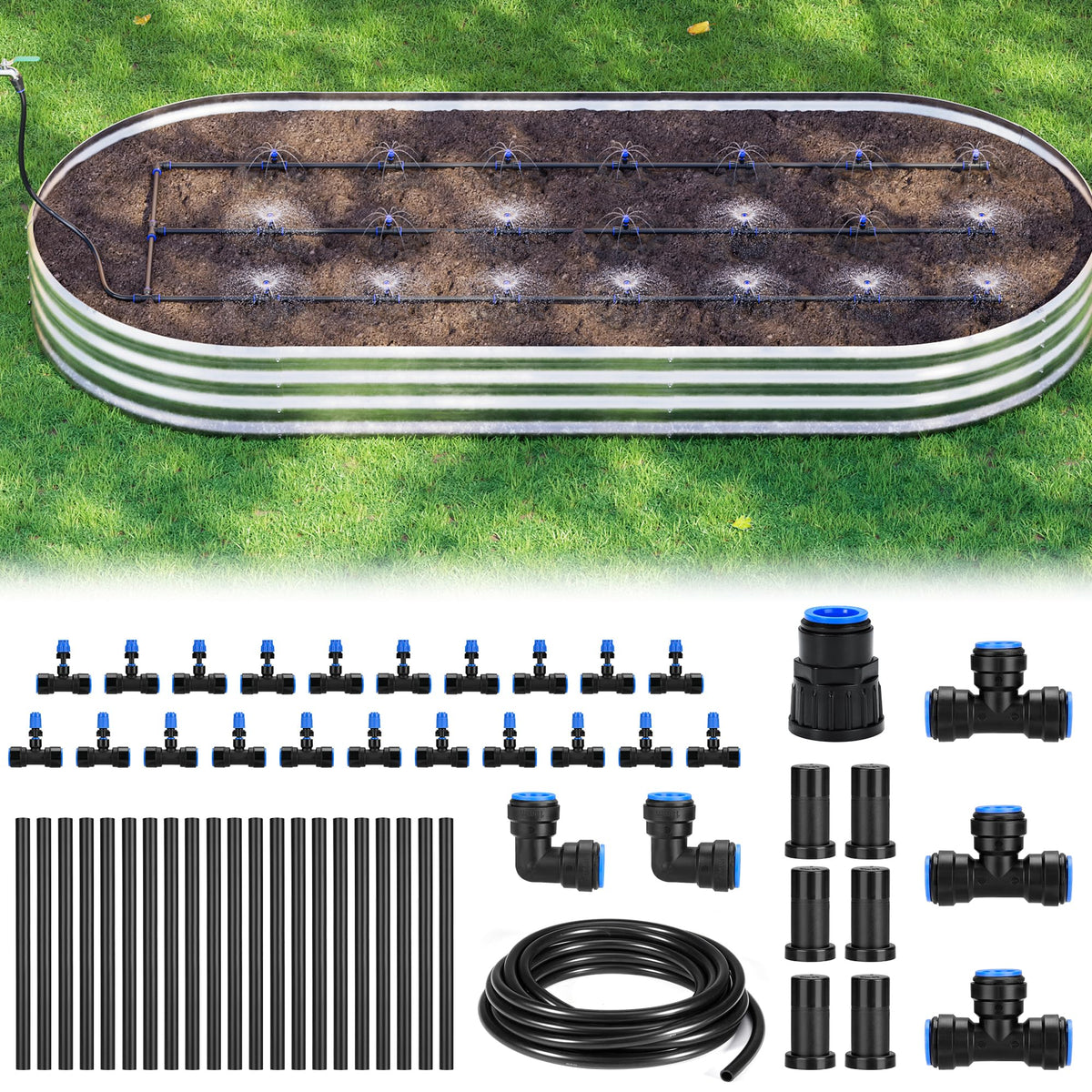 HIRALIY raised bed drip irrigation kit large for efficient watering in raised gardens