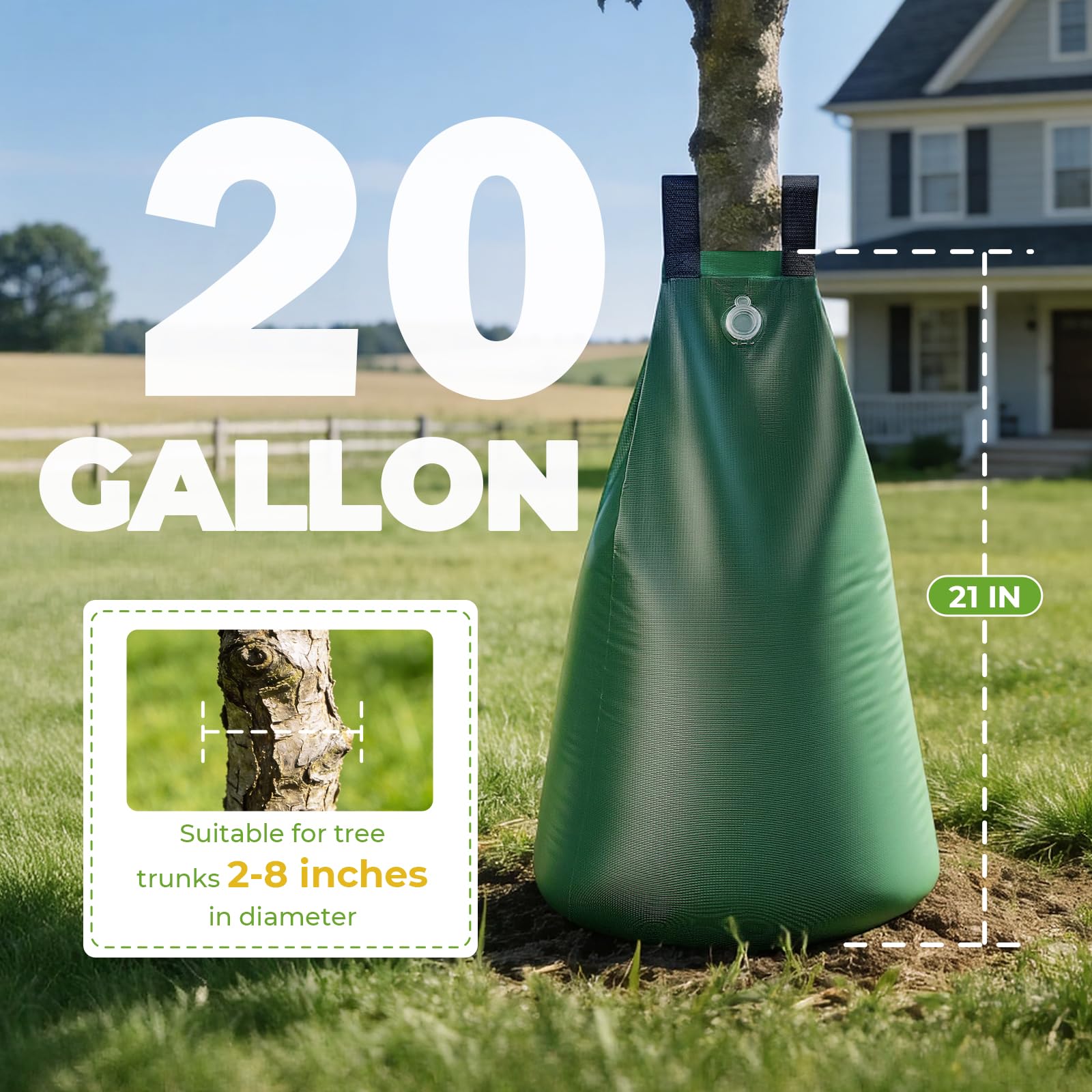 HIRALIY two-pack tree watering bags with zip closure for easy setup