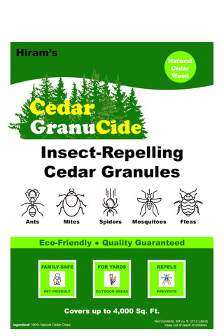 HIRAM'S cedar granules on a patio create aroma while deterring insects.
