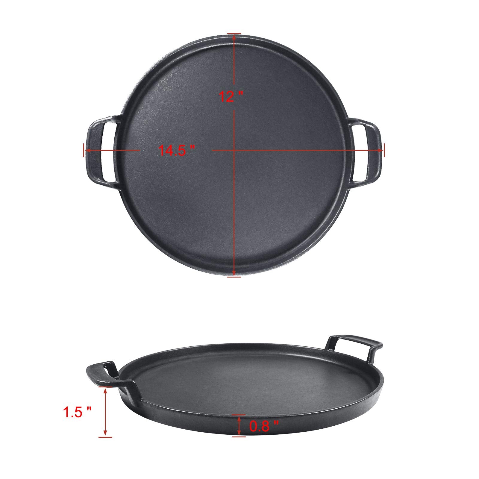 Hisencn 7421-griddle-double-handles for easy lifting and placement.
