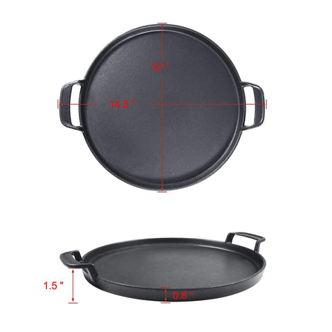 Hisencn 7421-griddle-double-handles for easy lifting and placement.