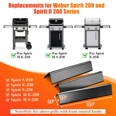 Hisencn 7635 flavorizer bar dimensions ensure reliable Weber Spirit alignment at 15.3 by 3.5 inches.