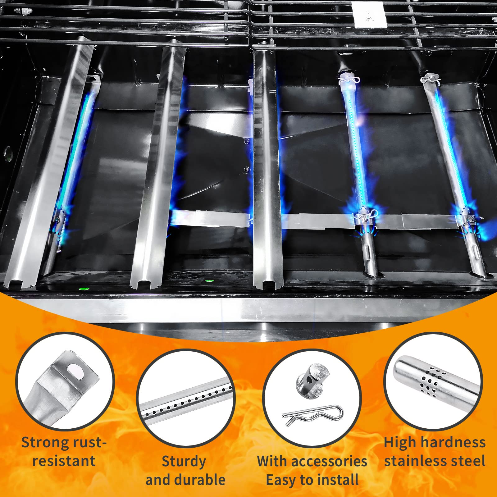 Hisencn adjustable crossover tubes allow flexible flame control for grilling.