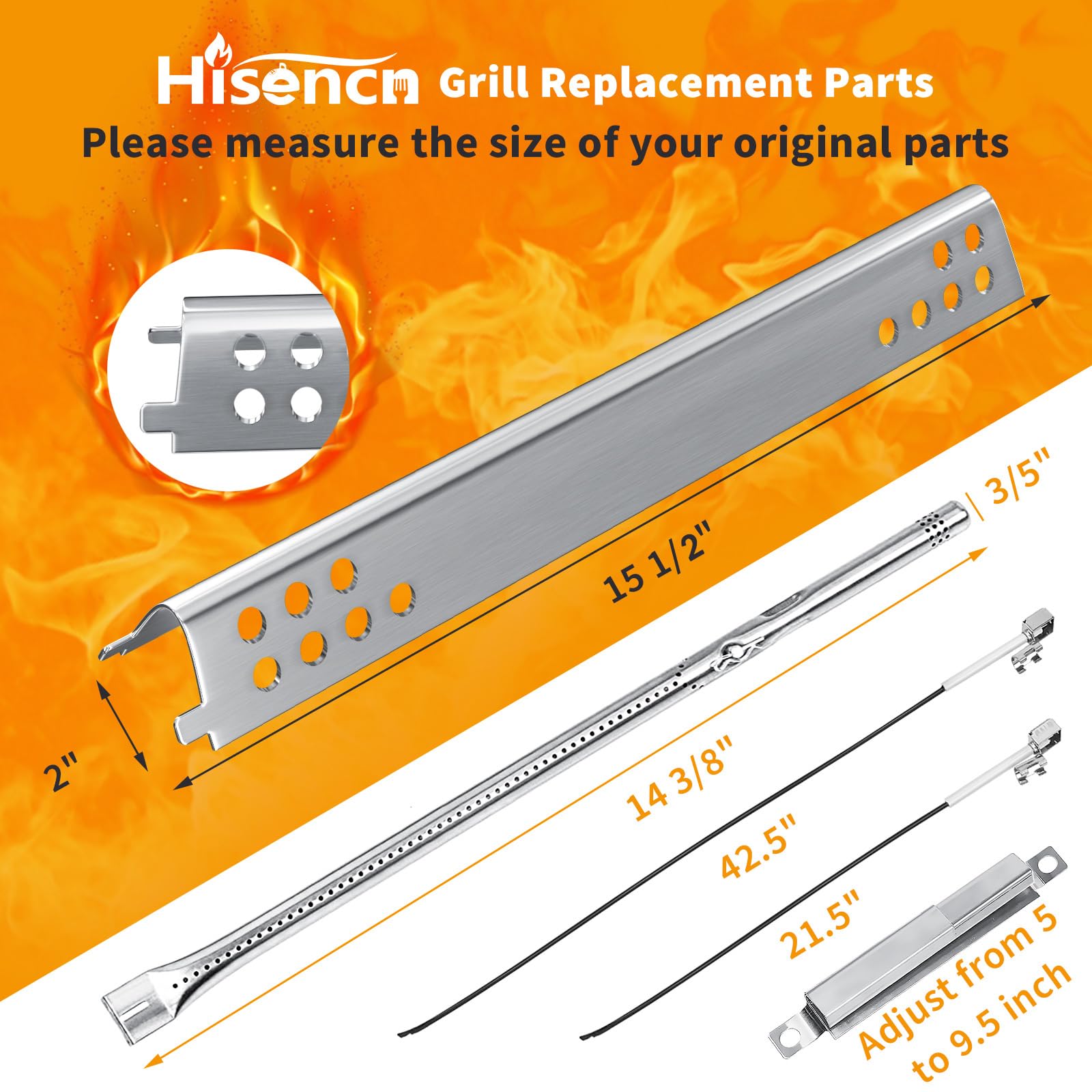 Hisencn burner tube for Char-Broil 466344116 ensures stable flame and consistent cooking.
