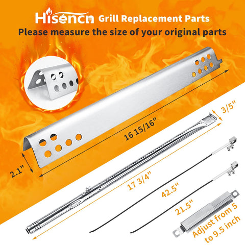 Hisencn Char-Broil heat plates close-up; corrosion-resistant stainless steel.