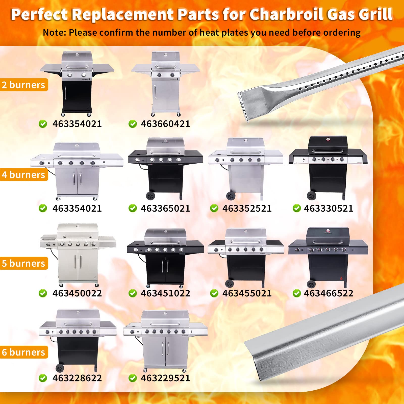 Hisencn Charbroil burner 15.3 inch for consistent flame across burners