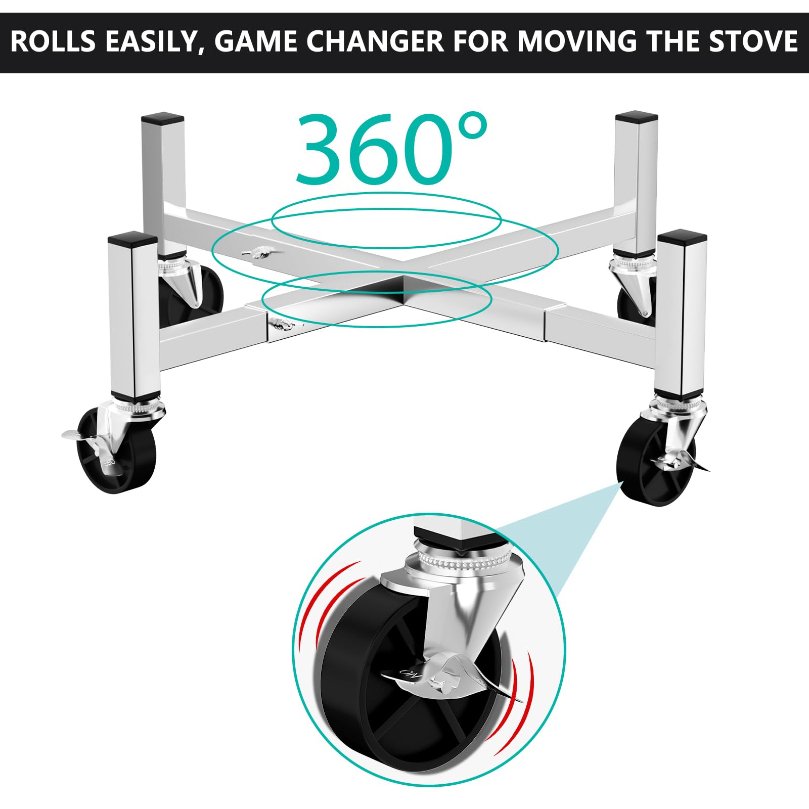 Hisencn fire pit stand with locking wheels for stability during use