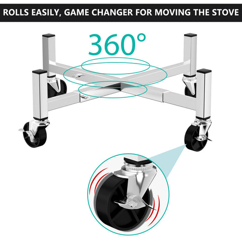 Hisencn fire pit stand with locking wheels for stability during use