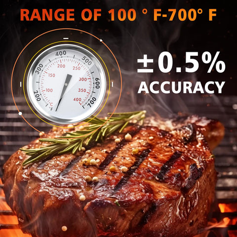 Hisencn temperature range 100°F to 700°F helps monitor searing.