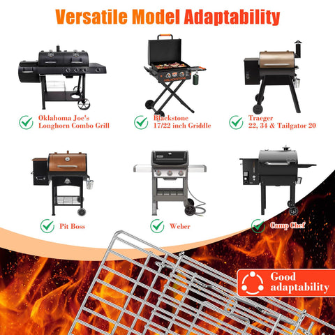Hisencn rack length is adjustable to fit different grill widths.