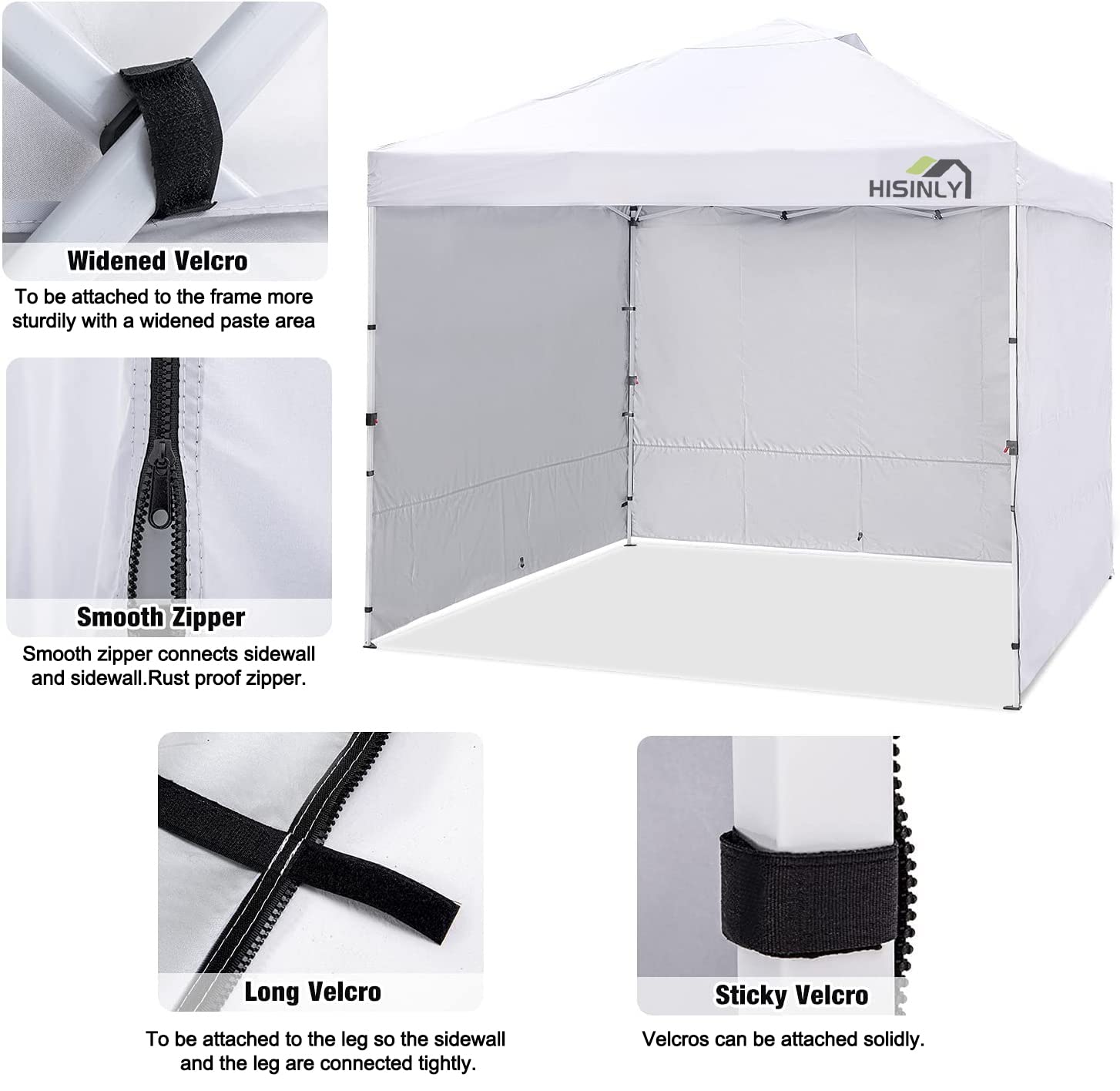 Hisinly white fabric close-up shows clean, durable material