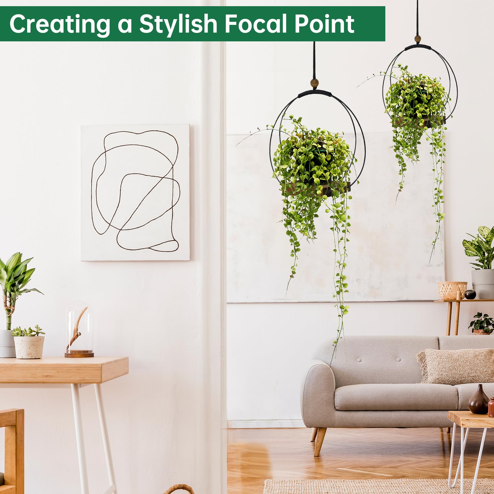 Hismocal black wall planter with wood base for sturdy, stylish displays.