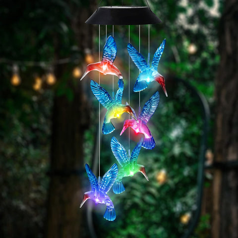 HiSolar garden decor wind chimes hung on fence and tree branch