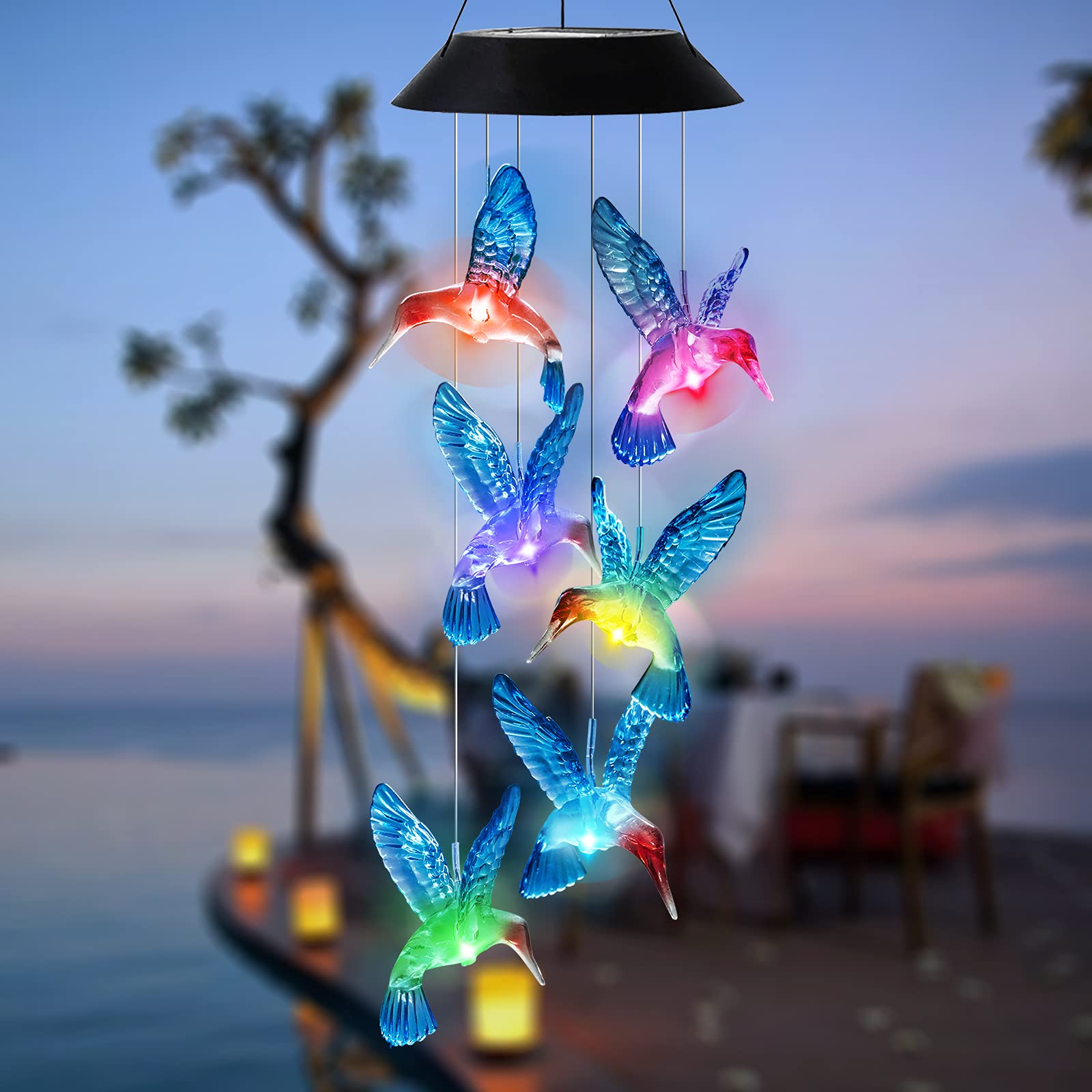 HiSolar wind chime product image highlighting gift-ready packaging