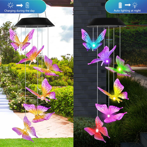 HiSolar solar butterfly lights add color-changing glow to garden settings.